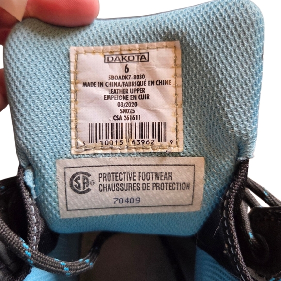 Dakota Womans Black Protective Steel Toe Boots Size 6 - Picture 9 of 9